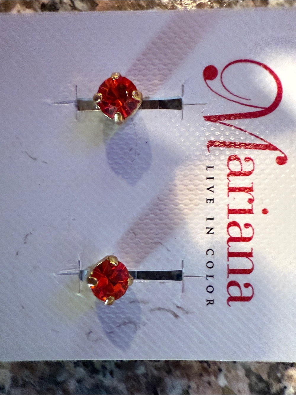Mariana Gold-Tone Red Crystal Round Stud Earrings